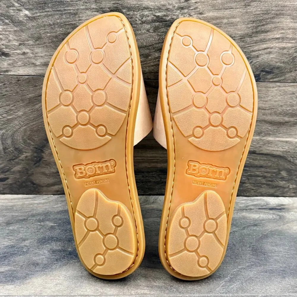 ❌SOLD OUT❌NIB Born Miarra 9M 39-40 Leather Big Buckle Slide Flat Sandals Blush - Picture 6 of 10